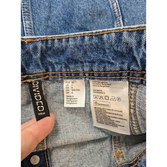 Divided by H&M Denim Mini Skirt Size 6 Blue Medium Wash Button Front Casual Work - Picture 3 of 9
